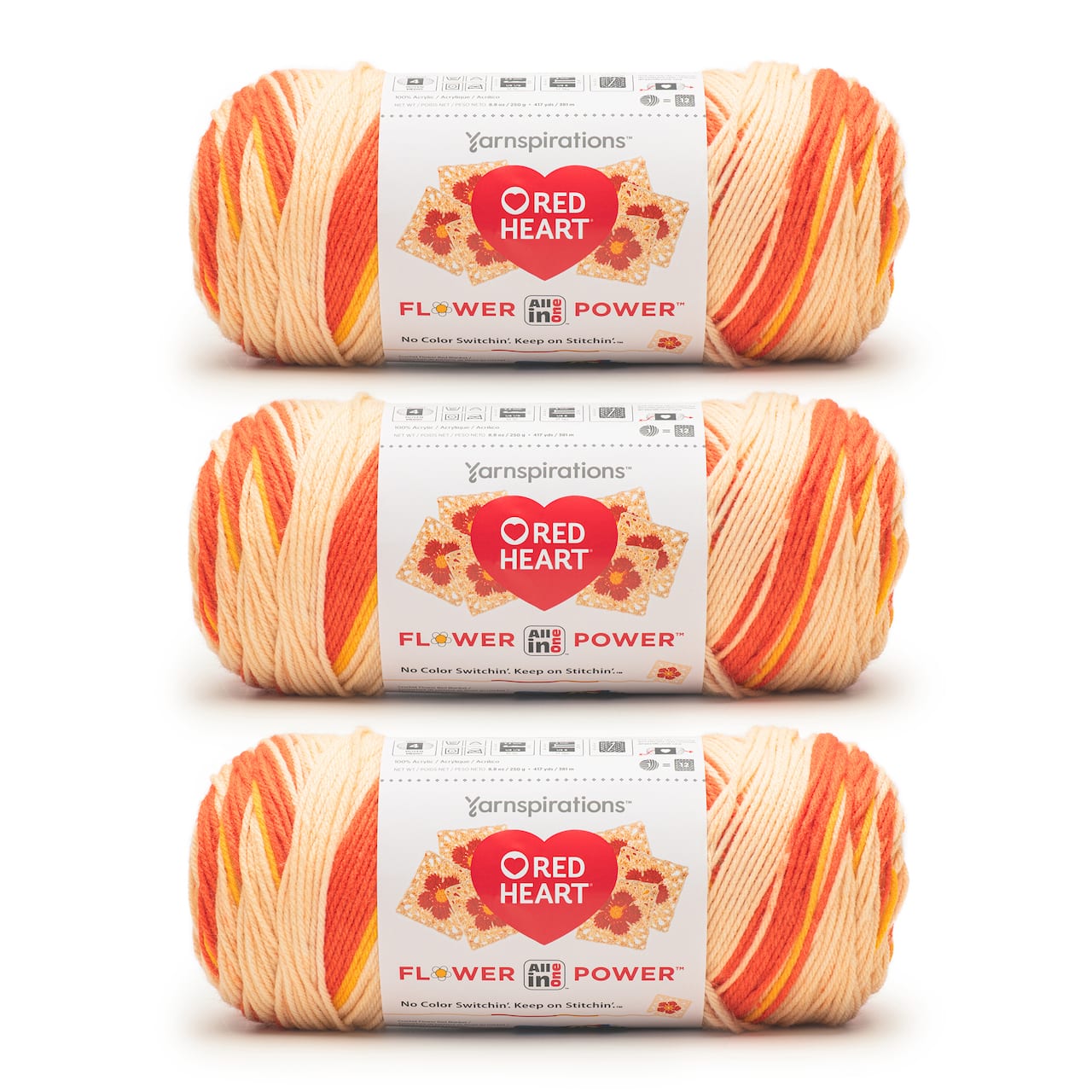 3 Pack Red Heart® All In One Flower Power™ Yarn